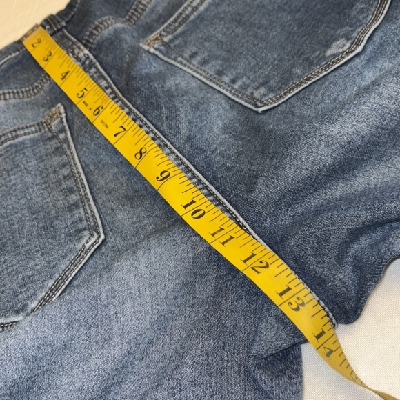 M Jeans by Maurices jeans high rise button/zip distressed w/plaid Sz lg regular - Picture 5 of 11